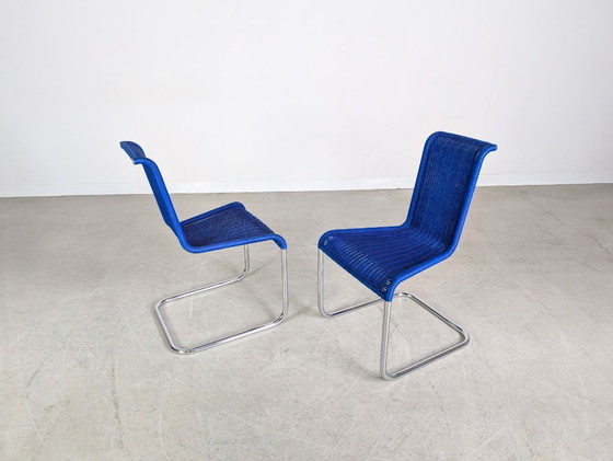 Image 1 of Conjunto original de 2 sillas cantilever Tecta B20 Jean Prouve silla cantilever azul