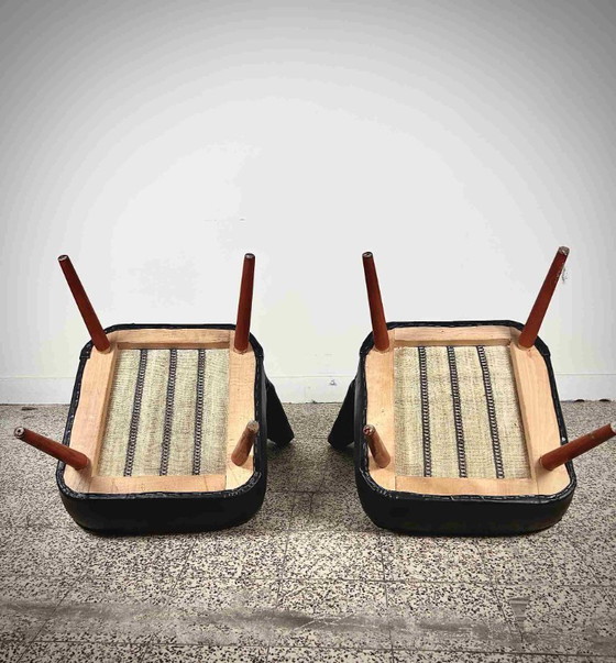 Image 1 of Coppia di poltrone club vintage in skai nero - Anni '50