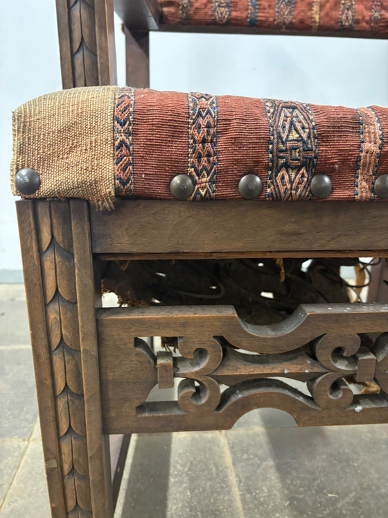 Spaanse Stoel - Castiliaans - begin 19e eeuw – Fauteuils, Metal, Textile (photo 7 of 9)
