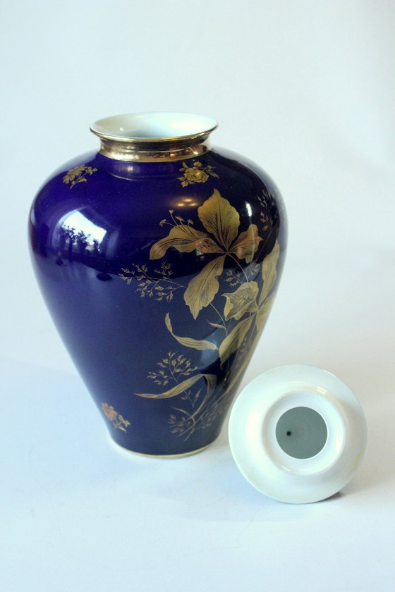 Image 1 of Royal Bavaria KPM lidded vase, porcelain, handmade, genuine cobalt