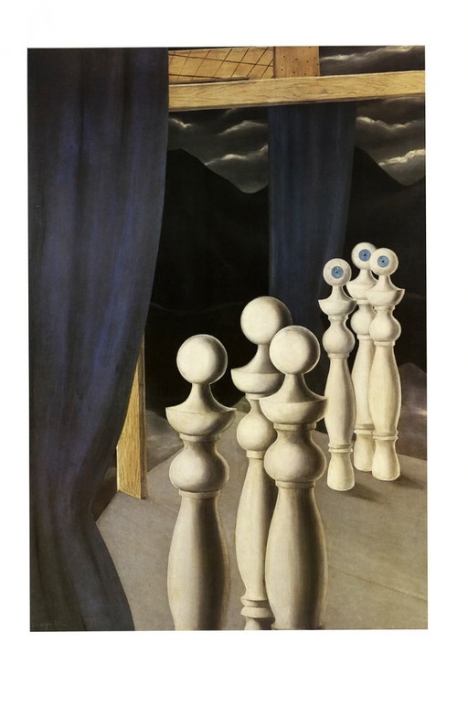 René Magritte : "Le Rencontre, 1926". Signé dans la plaque.