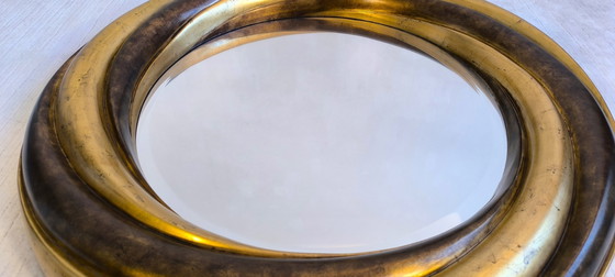 Image 1 of 💎✨ Grote ronde Victoriaanse Engelse spiegel – Verguld hout & facetgeslepen glas – Verzamelobject ✨💎