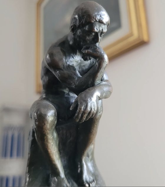 Image 1 of Le Penseur De Rodin - Xix-Xx En Bronze Patiné Sur Socle Marbre 