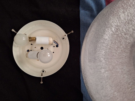 Image 1 of Italiaanse koepel plafondlamp of wandlamp in mat Murano Mazzega glas, 1960