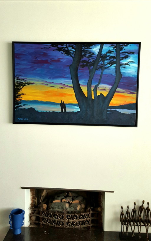 Manou Claire - Tramonto romantico – schilderijen tekeningen, Wood, Canvas (photo 2 of 9)