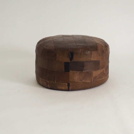 Image 1 of Vintage Leather Patchwork Pouf