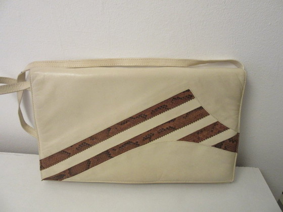 Image 1 of Vintage leren schoudertas/clutch, gemaakt in Italië (gesigneerd Ferdinand)