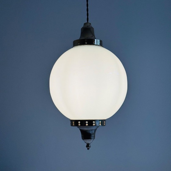 Image 1 of Lampada a sospensione vintage in vetro opalino, 23 cm XL