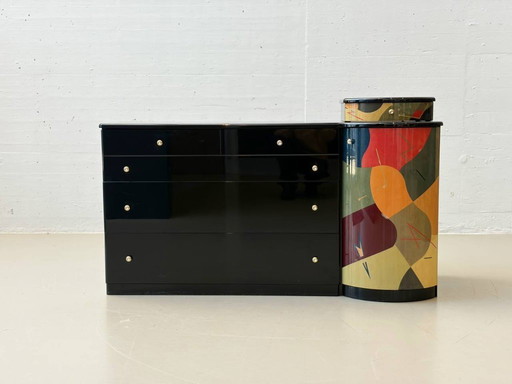 Commode postmoderne avec miroir de Carlo Malnati, années 1980