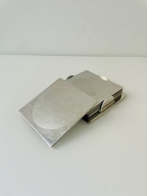 Ikea Groggy Vintage Coasters – Set di 6 sottobicchieri in acciaio inossidabile con supporto