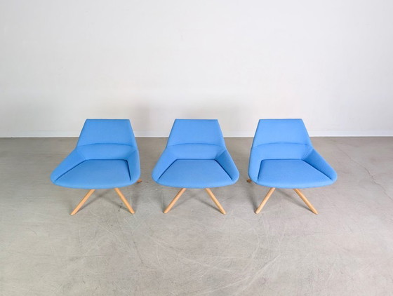Image 1 of Set of 3 Inclass armchairs Pillet Dunas XL blue office lounge chair