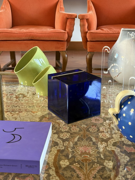 Space Age Eiskübel aus blauem Kunststoff, Studio Opi, Cini & Nils Italien, ca. 1970er Jahre