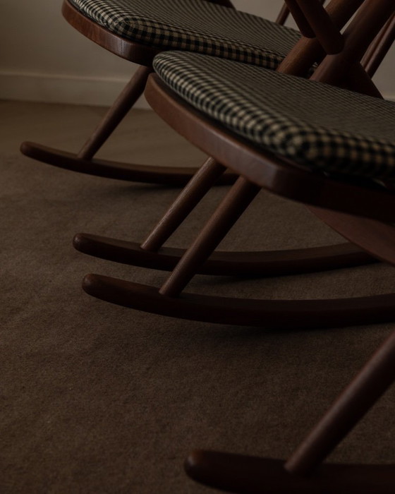 Image 1 of Set di 2 sedie a dondolo vintage in teak danese modello 182 di Frank Reenskaug per Bramin, anni '50