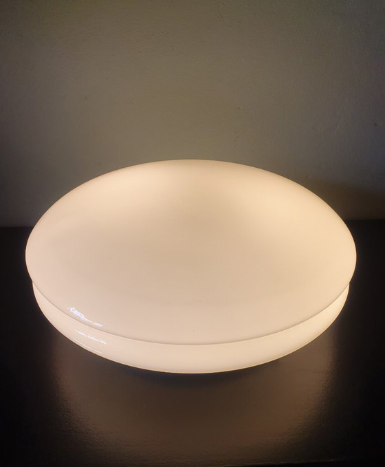 Image 1 of Vintage Raak Amsterdam opaline UFO glass ceiling lamp