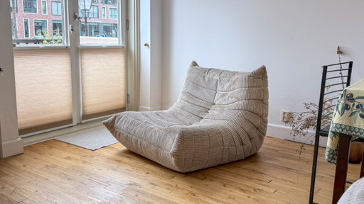Canapé 1 place Original Ligne Roset Togo – Velours côtelé beige