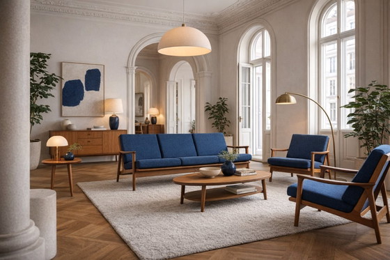 Image 1 of Vintage mid-century Australische moderne teakhouten bank en fauteuils van Parker Furniture, jaren 1950, set van 3