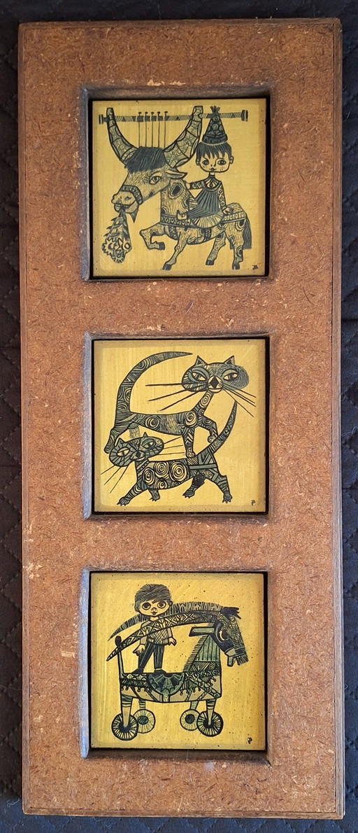 Julia Braendle Mid - Century Tiles in Original Frame