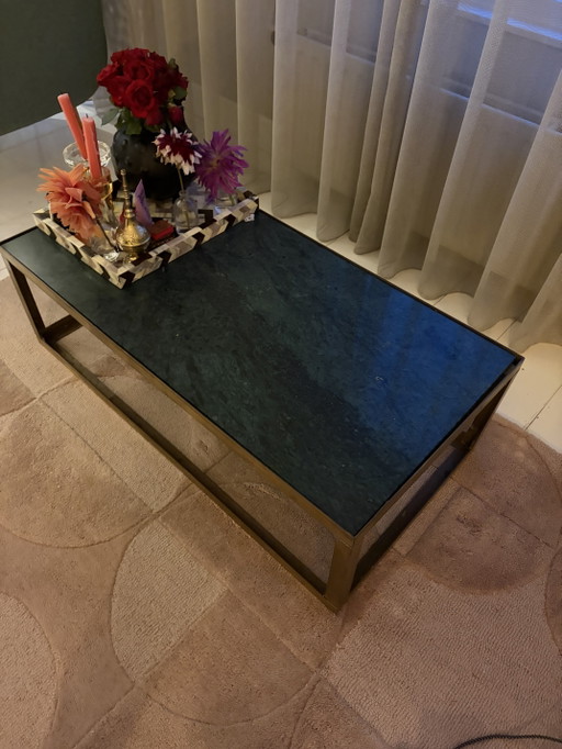 Table en marbre laiton massif 97/50/30 – salontafels, Marble, Brass (photo 2 of 5)