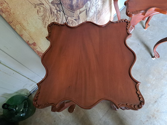 Image 1 of Klassieke Mahoniehouten Bijzettafel, Plantentafel, Console, Afmetingen 50x50cm en 75cm Hoog