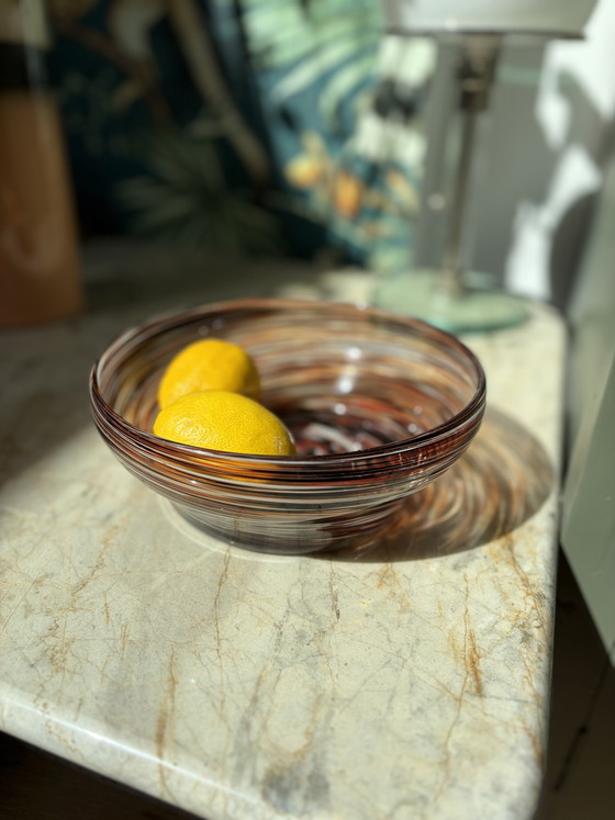 Vintage Murano Style Glass Bowl – Turtle / Tortoiseshell Swirl – Ø 20 cm – Table accessories (photo 3 of 8)
