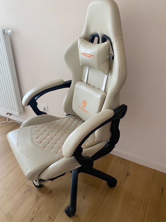 Image 1 of Sedia da gaming Hicon in similpelle beige