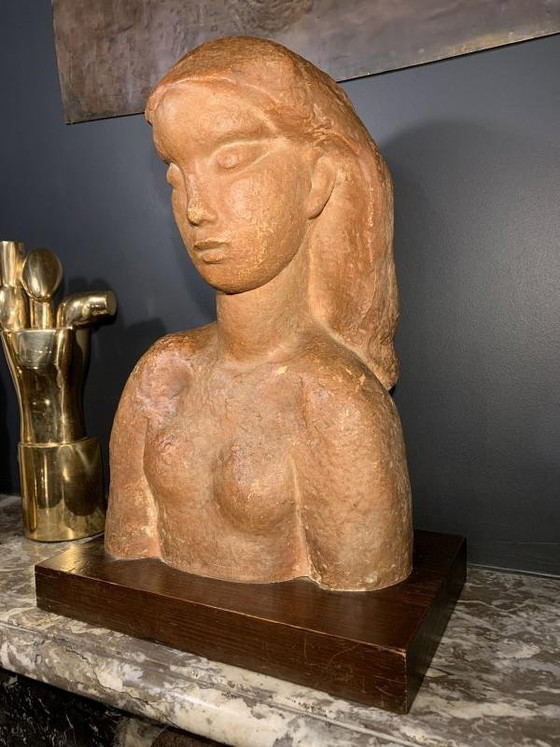 Sculpture Expressionniste Art Déco Buste de Femme Nue par Harry Elstrom, années 1940 – Art Deco (photo 10 of 18)
