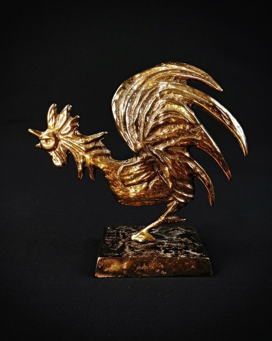 Image 1 of Yves Lohé "Cocorico" sujeto zoomorfo en bronce con pátina dorada de los años 90