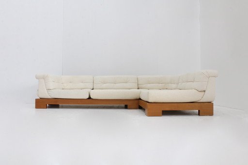 Vintage Roche Bobois Mah Jong sofa beige linen Hans Hopfer