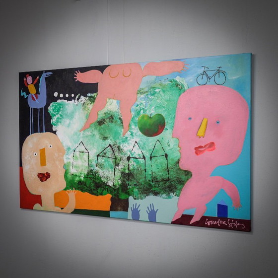Image 1 of Whimsical Figurative Painting by Wouter Stips, Netherlands, 2000s