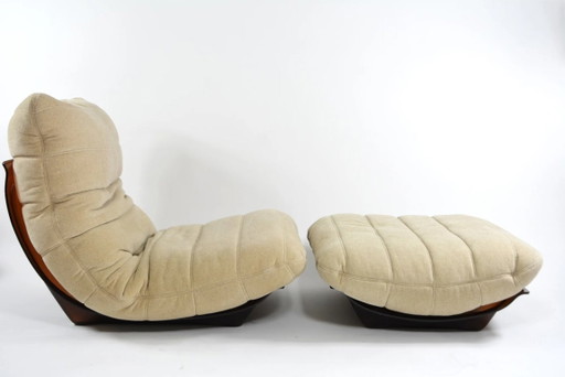 Chauffeuse et son repose pied Marsala Ligne Roset beige clair