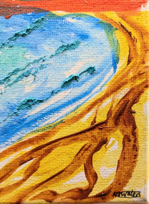 LYME REGIS ABSTRACT SEASCAPE NIGEL WATERS ORIGINAL ACRYLIC PAINTING SIGNED