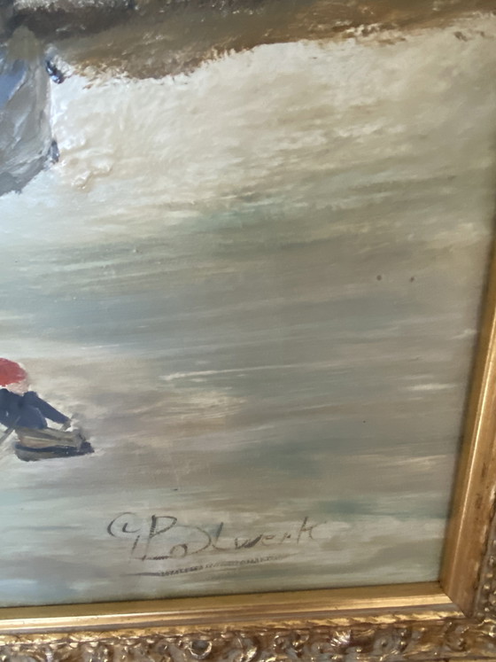 Image 1 of Groot schilderij met prachtige lijst van Bolwerk