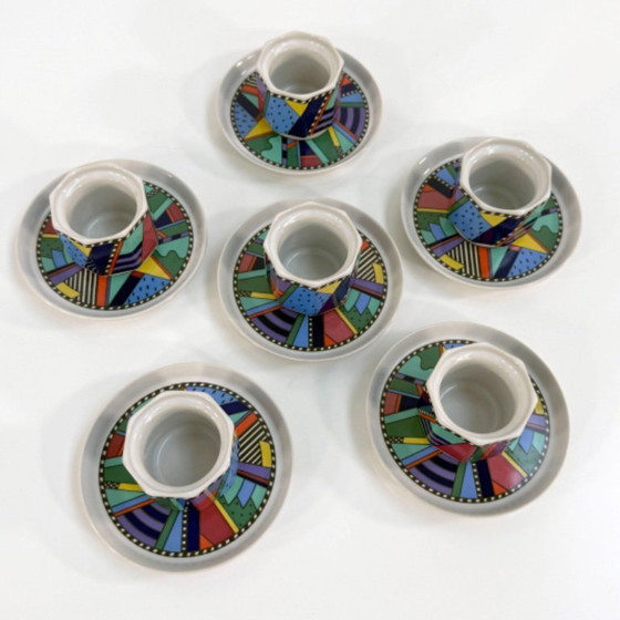 Image 1 of Set van 6 espressokopjes en schotels Metropol van Barbara Brenner voor Rosenthal, jaren 90