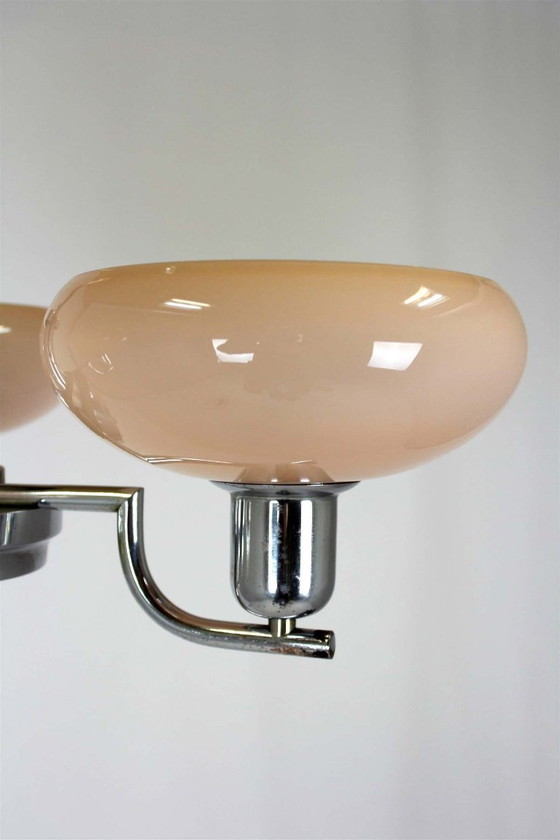 Image 1 of Lustre Art Déco Bauhaus chromé de Napako, ancienne Tchécoslovaquie, années 1940