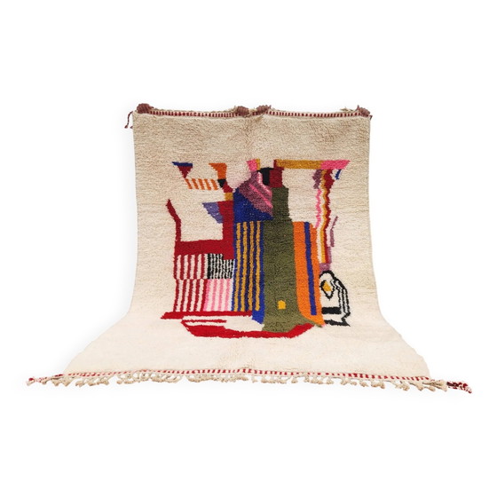 Artistic Berber rug 243x156 cm – Ecru wool & colourful abstract patterns – Rugs & carpets, Cotton, Modern (photo 2 of 10)