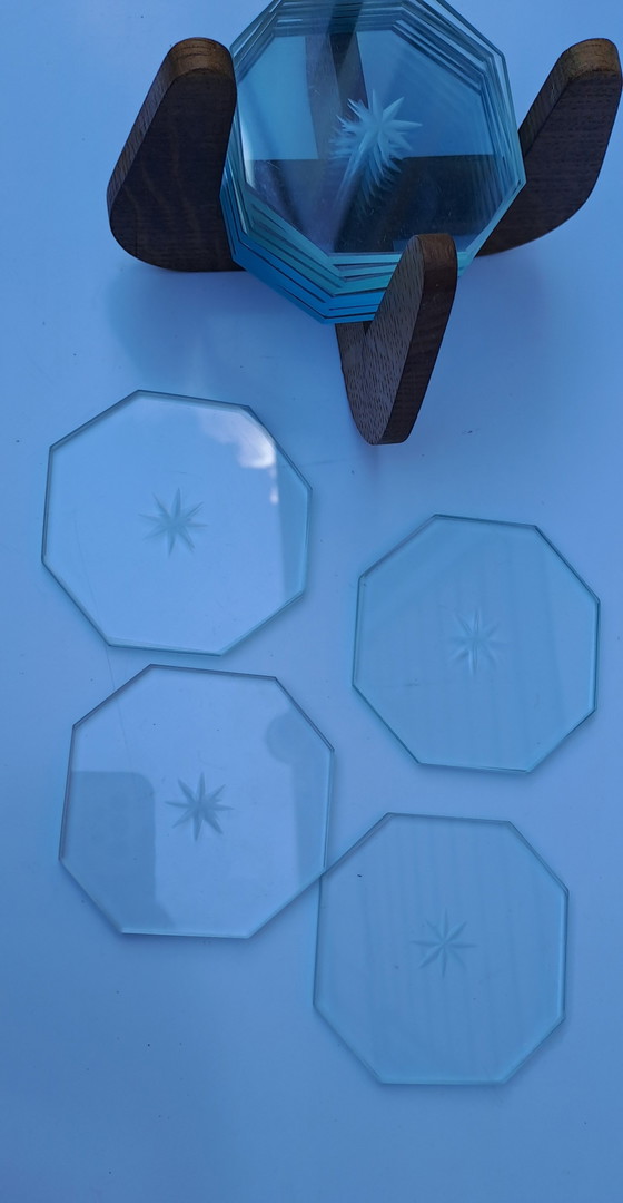 Image 1 of 12 x vintage glass coasters from the 1950s