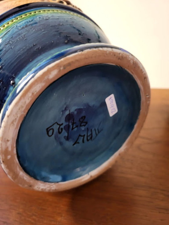 Image 1 of Blue ceramic jug in Bitossi style, 1960s in Italy