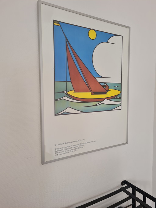 Color lithograph "The Sailing Boat" Willem van Leusden 1921, De Stijl.
