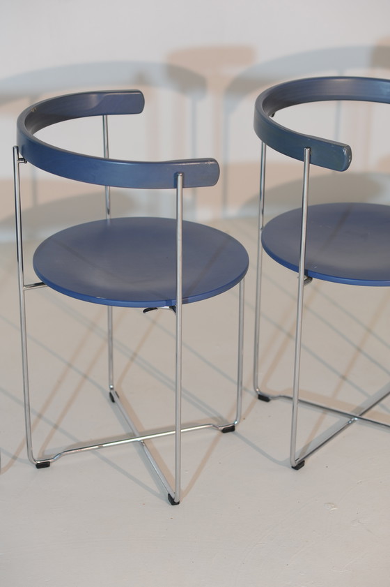 Image 1 of Soley Stoelen Valdimar Harðarson blauw voor Kusch & Co, 1980er Set van 6