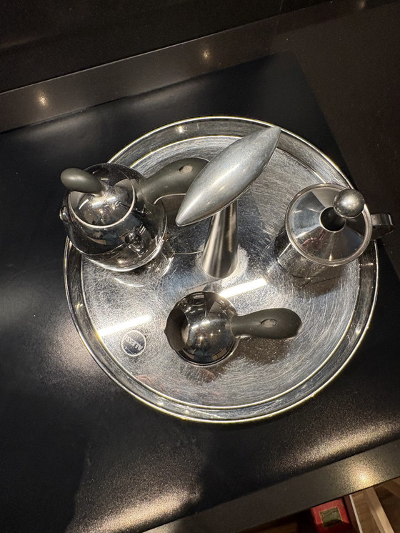 Image 1 of Plateau percolateur Alessi, sucrier et mousseur à lait
