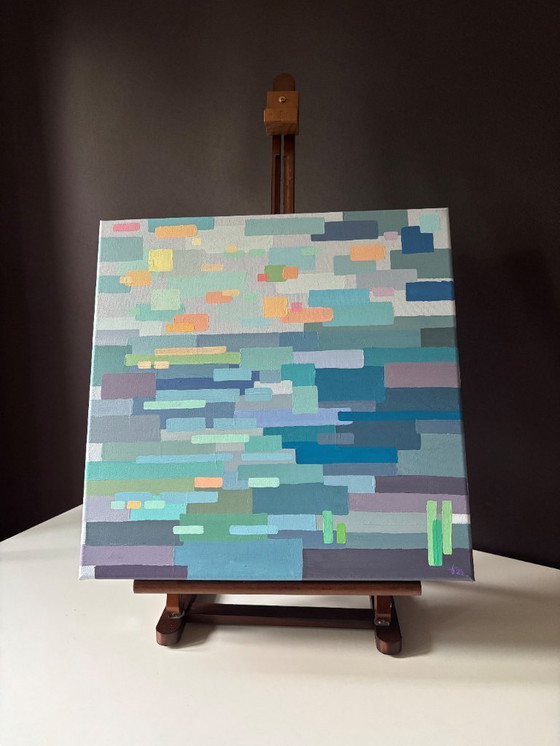 Image 1 of Cotton Candy Morning - modernes abstraktes Gemälde in sanften Morgenhimmeltönen