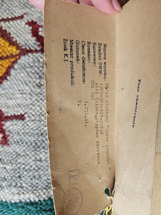 Kilim polonais vintage, « Żuraw gdański » (Grue de Gdańsk), Artes Gdańsk, Tapisserie moderne du milieu du (photo 4 of 8)