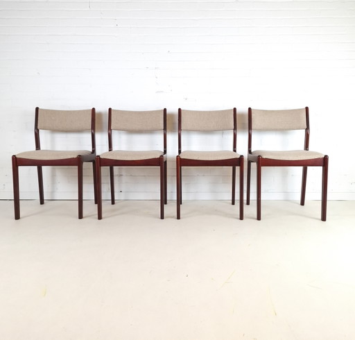 4 chaises vintage de design danois Findahl en bois et tissu