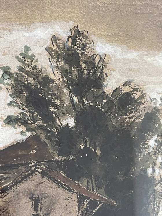 Octave Bellet – Scena Rurale con Cacciatore – Paesaggio, Inizio XX Secolo – Decorazioni murali, Glass (photo 4 of 12)