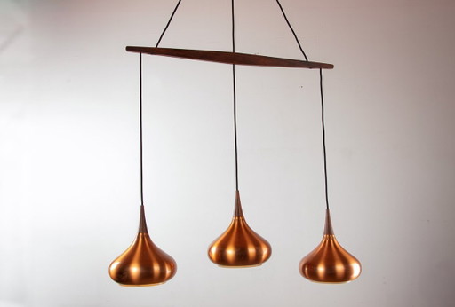 Grande triple suspension Danoise en métal et Palissandre, édition ancienne, modèle Orient, par Jo Hammerborg pour Fog & Mørup 19