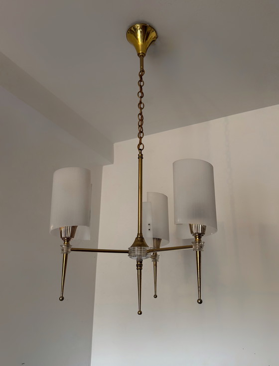 Image 1 of Lampadario in ottone e perspex anni '60