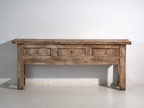 Antique carved console table in elm wood – China, circa 1930 – Iron (photo 22 of 40)