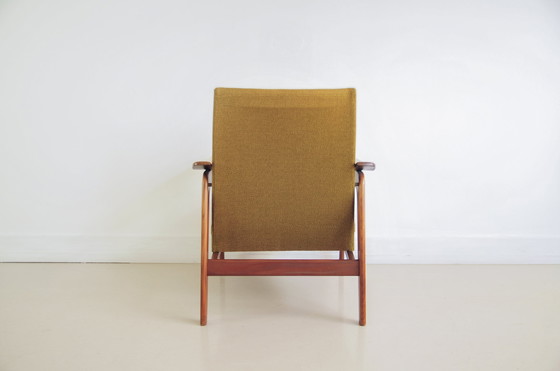 Image 1 of houten vintage fauteuil groene bekleding