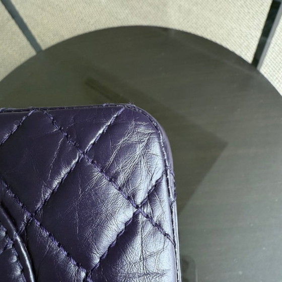 Image 1 of Chanel 2.55 Reissue 225 - Quilted Aged Calfskin Dark Violet Purple Aged Silver Hardware Series 17