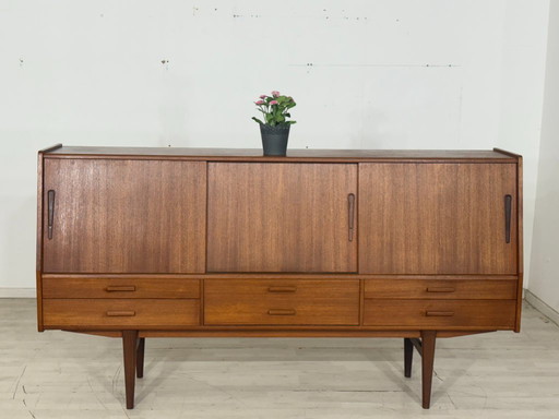 Buffet haut style années 50 / Meuble bar en teck / Meuble de salon / Buffet vintage